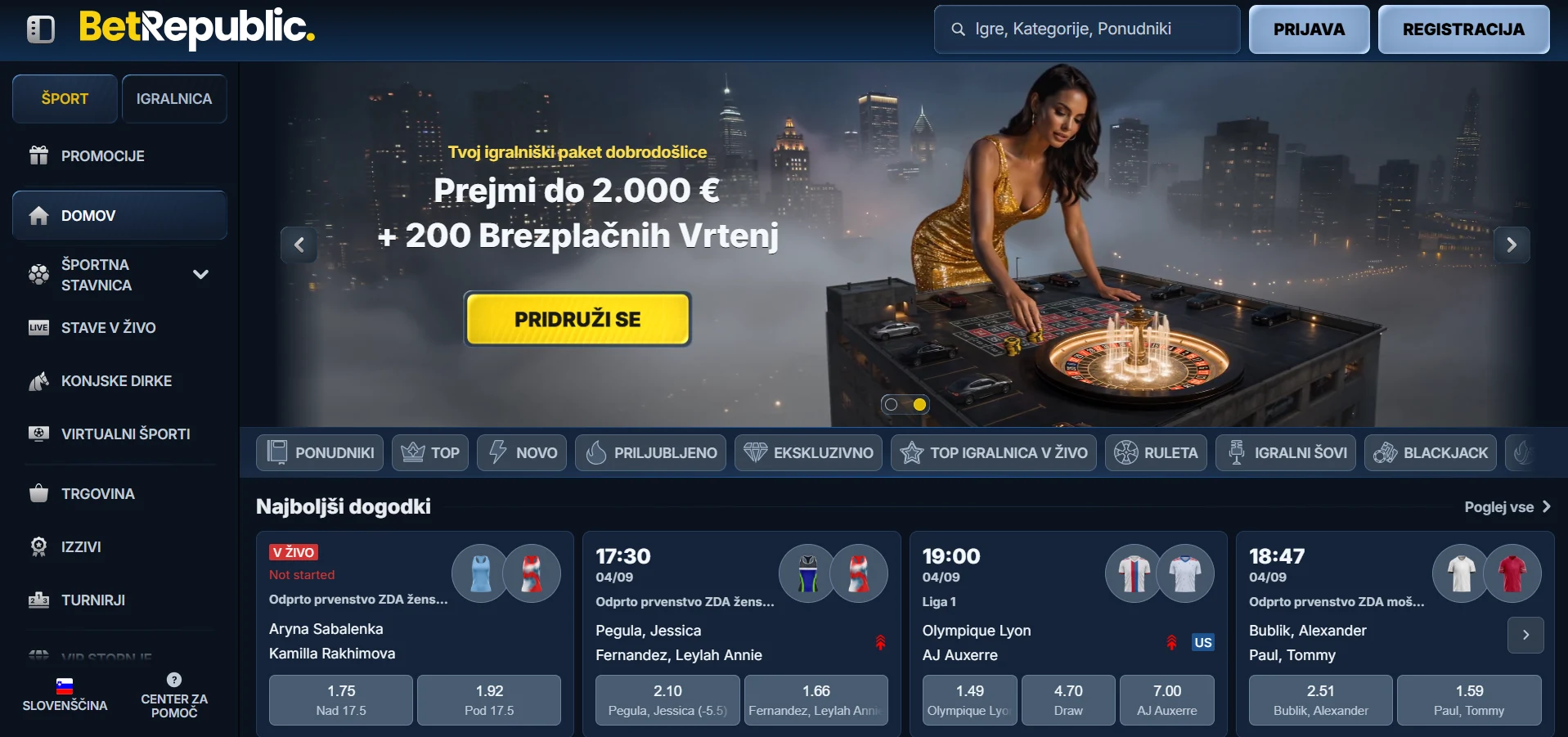 BetRepublic Casino Screen
